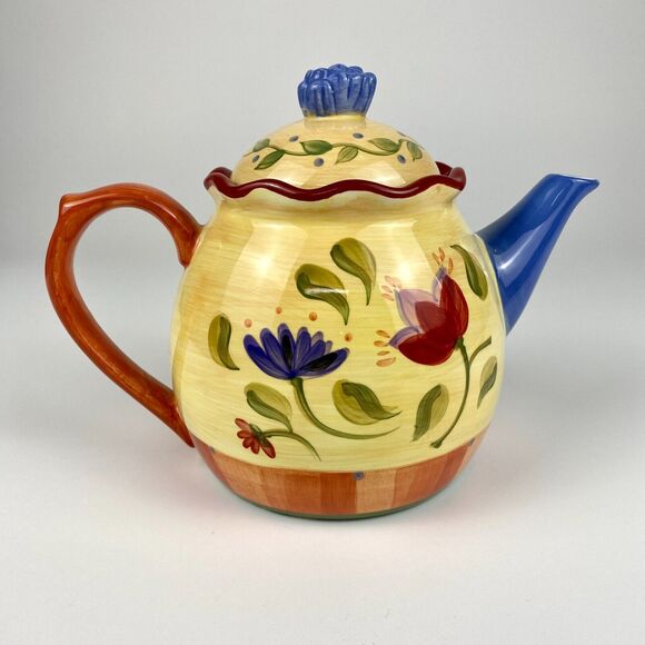 Pfaltzgraff Napoli Stoneware Hand-Painted Teapot & Lid Replacement - Retired - Picture 3 of 11